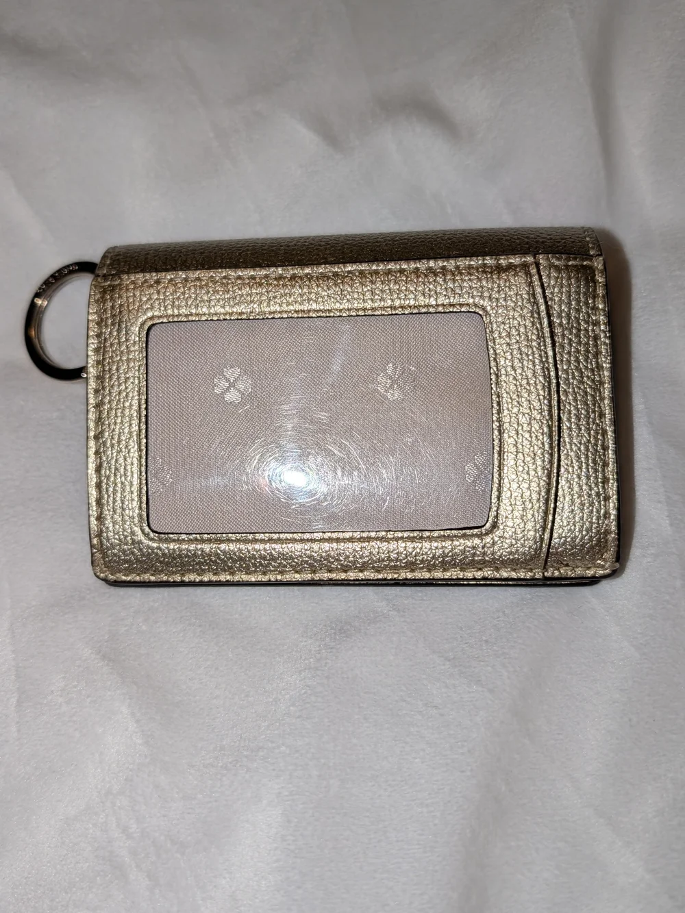Kate Spade Sylvia Mini Key Ring Bifold Leather Wallet PWRU7239 Pale Gold EUC